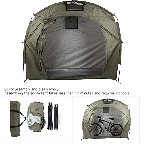 Carpa para Guardar Bicicletas, Carpa Cobertizo para Almacenamiento de Bicicletas Al Aire Libre para 2 Bicicletas, Cobertizo Impermeable para Bicicletas Reutilizable para Todas las Estaciones(Verde)