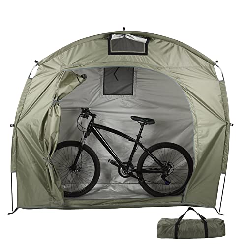 Carpa para Guardar Bicicletas, Carpa Cobertizo para Almacenamiento de Bicicletas Al Aire Libre para 2 Bicicletas, Cobertizo Impermeable para Bicicletas Reutilizable para Todas las Estaciones(Verde)