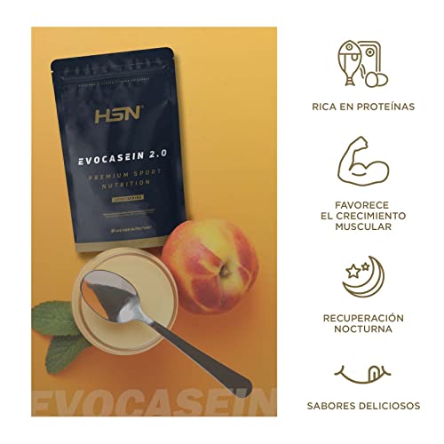 Caseína Micelar de HSN Evocasein 2.0 | Sabor Leche Merengada 2 Kg = 67 Tomas por Envase Proteína Lenta Digestión para Antes de Dormir | No-GMO, Vegetariana, Sin Gluten