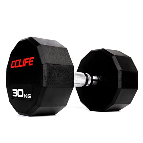 CCLIFE Mancuerna Hexagonal Mancuerna de Acero Recubierta de Goma 30kg