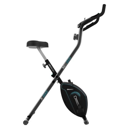 Cecotec Bicicleta estática plegable DrumFit X-Bike Neo, Sillín y manillar lateral, Sistema de plegado fácil y compacto, Soporte para dispositivos, 8 niveles de resistencia, 1,5 Kg volante de inercia.