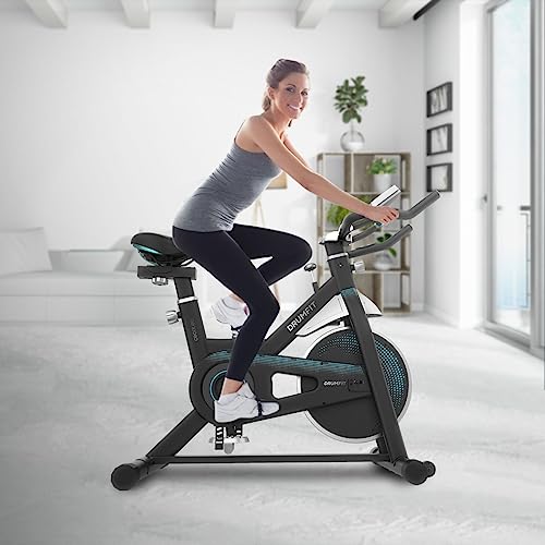 Cecotec Bicicleta Indoor DrumFit Indoor 13000 Delfos. Volante de Inercia de 13 Kg, Resistencia Manual, Manillar y Sillín Deportivos, Pantalla LCD, Sensor de Frecuencia Cardíaca y Calapies