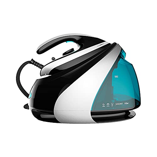 Cecotec Centro de Planchado Fast&Furious 8050 X-Treme. 3000 W, 10 Bares de Presión, Revestimiento de óxido de Titanio, Golpe de vapor de 625 g/min, 155 g/min de vapor continuo, Negro; Gris; Azul