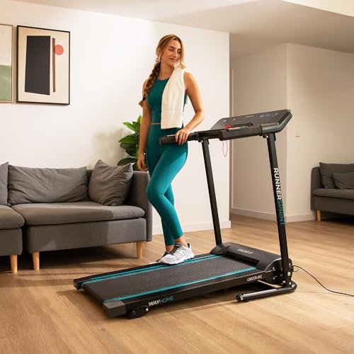 Cecotec Cinta de Correr Plegable DrumFit WayHome 1000 Runner Sprint. 600 W, De 1 a 10 Km/h, 12 Programas, Panel de Control LED, Superficie de Carrera de 100x40 cm, Ruedas y Soporte Dispositivos