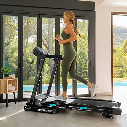 Cecotec Cinta de Correr Plegable DrumFit WayHome 1600 Obelia Ultraflex. 1500 W, Inclinación Motorizada, Superficie de 130x42 cm, Sistema de Amortiguación UltraFlex System, Pantalla LCD, Negro