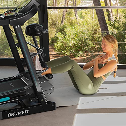 Cecotec Cinta de Correr Plegable DrumFit WayHome 1600 Obelia Ultraflex Pro. 1500 W, Inclinación Motorizada, Superficie de 130x42 cm, Sistema Amortiguación, Pantalla, Cinturón de Masaje, Negro