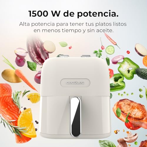 Cecotec Freidora de Aire sin Aceite de 5 L Cecofry Antique 5000. Air Fryer. 1500 W, Digital, Diseño Retro, Tecnología PerfectCook, 80-200ºC, Tiempo Ajustable, Piezas Desmontables