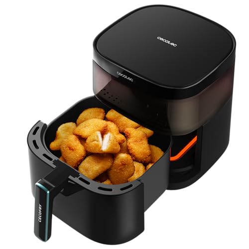 Cecotec Freidora de Aire sin Aceite de 6 L con Ventana Air Fryer Cecofry DuoHeat 6000. 2200 W, Doble Resistencia, Cocción 3D, Grillin Style, 8 Menús, Temperatura Regulable 80-200ºC