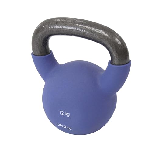 Cecotec Pesa Rusa de 10Kg Drumfit KettleBell 10000 Neo. Revestimiento de Neopreno, Hierro Fundido, Agarre Ergonómico, Diseño Estético y Fácil de Limpiar, Dimensiones 18.7x15x21cm