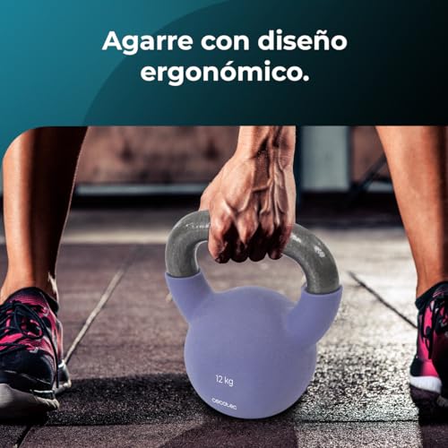 Cecotec Pesa Rusa de 10Kg Drumfit KettleBell 10000 Neo. Revestimiento de Neopreno, Hierro Fundido, Agarre Ergonómico, Diseño Estético y Fácil de Limpiar, Dimensiones 18.7x15x21cm