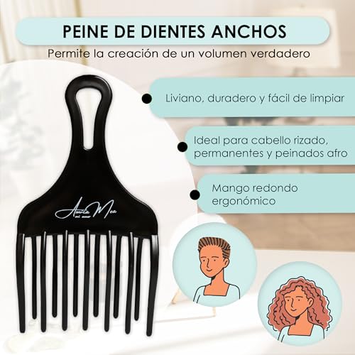 Cepillo Pelo Diseñado para Método Curly, Cepillo Antitirones y Peine con Dientes Largos para Generar Volumen. Cepillo de Pelo para Todo Tipo de Cabello, Natural, Liso, Rizado y Afro. Excelente Regalo.