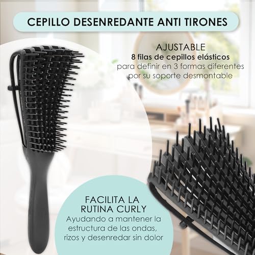 Cepillo Pelo Diseñado para Método Curly, Cepillo Antitirones y Peine con Dientes Largos para Generar Volumen. Cepillo de Pelo para Todo Tipo de Cabello, Natural, Liso, Rizado y Afro. Excelente Regalo.