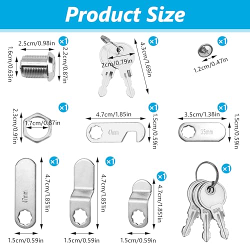 Cerradura Buzon 16mm, Cerradura de Buzón con 5 llaves, Viene con 5 Placas de Bloqueo Diferentes - Cierres De Buzón, Cerradura para Armario, Muebles, Taquilla, Cerradura de Palanca para Buzones