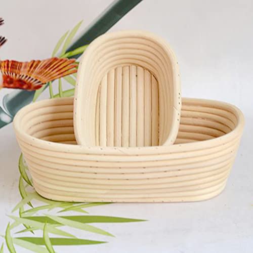 Cesta de pan - Cuenco ovalado de ratán Banneton de masa fermentada,Suministros artesanales para hacer pan, regalos de pasta de tazón de hornear para panaderos, herramientas para hacer pan Lidcom