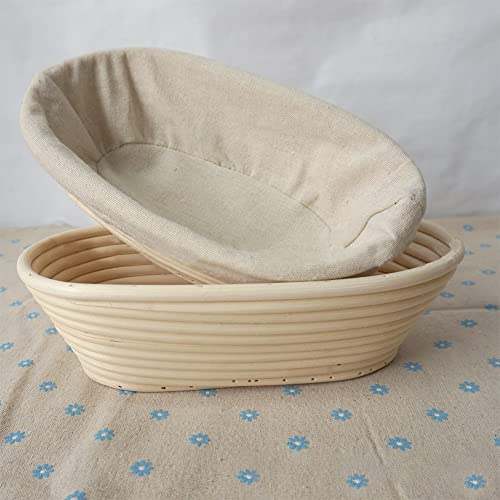 Cesta de pan - Cuenco ovalado de ratán Banneton de masa fermentada,Suministros artesanales para hacer pan, regalos de pasta de tazón de hornear para panaderos, herramientas para hacer pan Lidcom