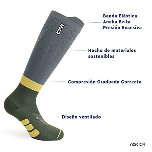 CFA Active V2 Medias de Compresión para Hombres y Mujeres: Ideales para Correr, Gimnasio, Bicicleta, Viaje, Recuperación Muscular, Entrenamiento - Diseño Danés - Materiales Sostenibles