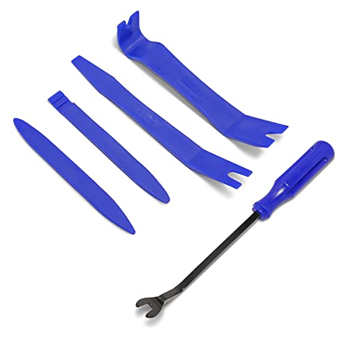 CGEAMDY 5PCS Herramientas Multifuncional de Desmontaje de Tapicería de Coche, Kit de Herramientas de Desmontaje de Plástico sin Arañazos para la Radio del Coche Montada en el Salpicadero (Azul)