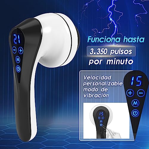 CHAKGER Masajeador de mano para celulitis de tejido profundo, masajeador corporal eléctrico con 8 cabezales de masaje, para masajear músculos, espalda, cuerpo, cuello, pies, hombros.