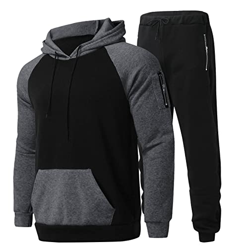 Chandal Hombre Completo, Deportivo Largo 2 Piezas Chandal con Capucha Talla Grande Original Conjunto Deportivo Gris Invierno Baloncesto Chándal Gimnasio Barato Conjunto Padel Rojo Chandal Completo