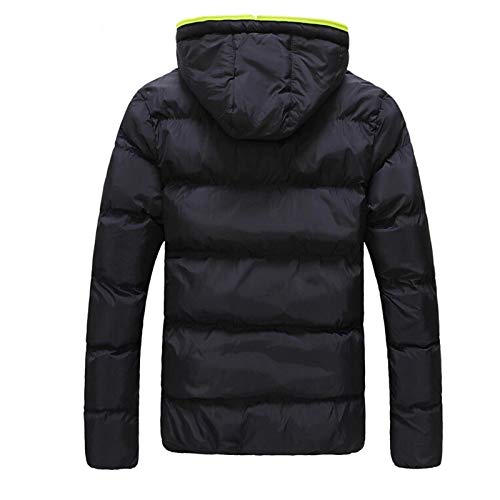 Chaqueta de invierno acolchada para hombre, chaqueta de plumón, chaqueta de entretiempo, sudadera con capucha, chaqueta funcional para senderismo, bicicleta y entrenamiento, Negro , XXL