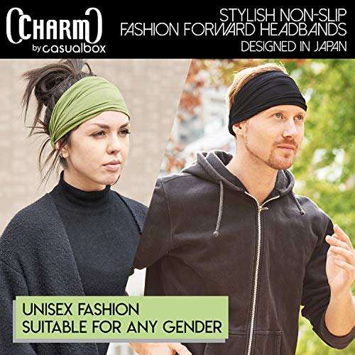 CHARM Hombre Cinta De Correr - Bandana Pelo Pañuelos Diadema Mujer Elastica Negro L