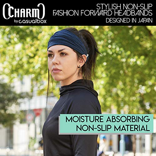 CHARM Hombre Cinta De Correr - Bandana Pelo Pañuelos Diadema Mujer Elastica Negro L