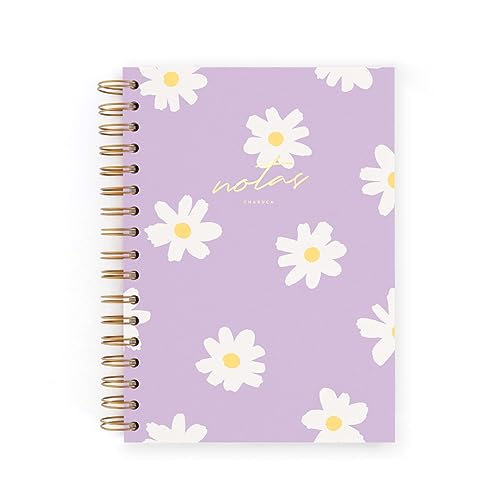 CHARUCA - Cuaderno de Notas con Puntos en el Interior | Tapa Dura | Ideal para Notas Dibujos y/o Fotos - 200 Páginas con Puntos. Medidas 22x16 cms, Peso 485 grs. (A5, Floral Lila)