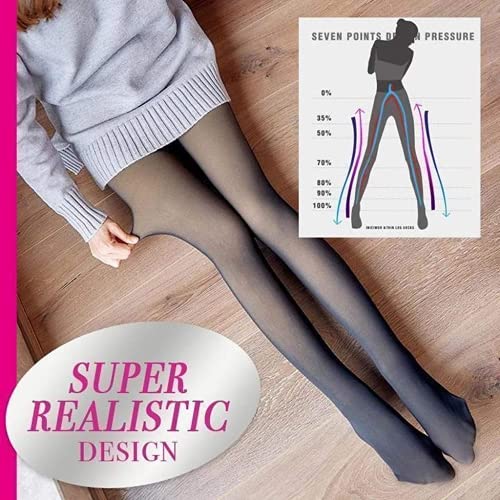 CheChury Medias Térmicas Transparentes para Mujer Lana Forro Interior Cálidas de Invierno Forradas de Vellón Calzoncillos Suaves y Cintura Alta Leggings Pantimedias Interior, Marrón, Talla única