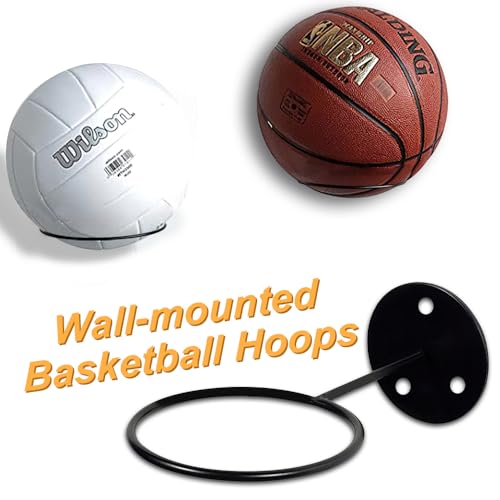 CHEVVY 2Pcs Soporte de Pared para Balones de Baloncesto con Tornillos Universal Soporte de Pelota de Metal Soportes de Almacenamiento de Pelotas para Baloncesto Fútbol Rugby Voleibol