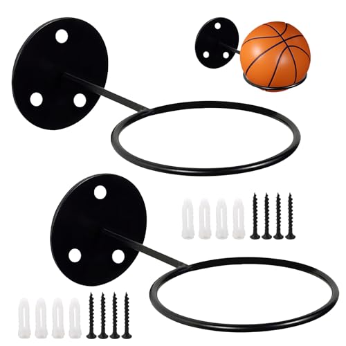 CHEVVY 2Pcs Soporte de Pared para Balones de Baloncesto con Tornillos Universal Soporte de Pelota de Metal Soportes de Almacenamiento de Pelotas para Baloncesto Fútbol Rugby Voleibol