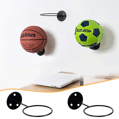 CHEVVY 2Pcs Soporte de Pared para Balones de Baloncesto con Tornillos Universal Soporte de Pelota de Metal Soportes de Almacenamiento de Pelotas para Baloncesto Fútbol Rugby Voleibol