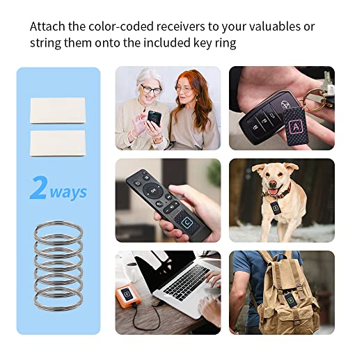 Chlovoe RF Localizador de Llaves con 2 transmisores y 6 receptores, rastreador de artículos inalámbrico, Compatible con Mando a Distancia para Encontrar Mascotas, Carteras