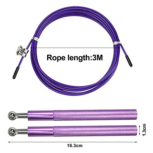 Chstarina Cuerda para Saltar, cuerda saltar crossfit con Ajustable Asa Antideslizante, Comba de Boxeo Speed Rope para Hombre y Mujer, para Fitness Boxeo HIIT (púrpura)