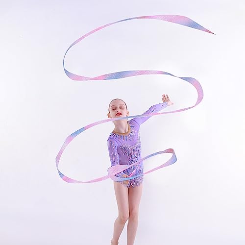 Cinta de Baile para niños, 4 Piezas 2 m Cinta Baile Giratoria Larga Cinta de Gimnasia, Cinta Gimnasia Ritmica con Varita, se Adapta a Gimnasia de Baile artístico, Giro de bastón (Multicolor)