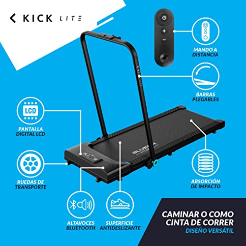 Cinta de Caminar Kick Lite de Bluefin Fitness/Cinta de Correr Bajo Mesa/Ideal para el hogar y Plegable/Cintas de Correr Compactas/con Kinomap/Ligera y con Manillar Plegable