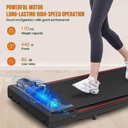 Cinta de Correr eléctrica compacta, Tableta portátil para Caminar Debajo del Escritorio, 1-6 KM/H, Pantalla LED y Control Remoto, Ahorro de energía y Silencio, Ahorro de Espacio (Black)