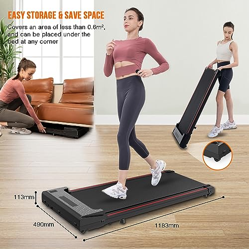 Cinta de Correr eléctrica compacta, Tableta portátil para Caminar Debajo del Escritorio, 1-6 KM/H, Pantalla LED y Control Remoto, Ahorro de energía y Silencio, Ahorro de Espacio (Black)