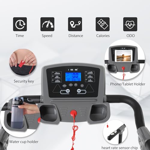 Cinta de Correr Plegable, Cinta de Andar con 1,5HP Motor,12 KM/H, Pantalla LCD, 12 Programas, Ultra silenciosa y Slim Cinta Correr Plegable para en casa SY-T1507