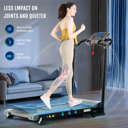 Cinta de Correr Plegable, Cinta de Andar con 1,5HP Motor,12 KM/H, Pantalla LCD, 12 Programas, Ultra silenciosa y Slim Cinta Correr Plegable para en casa SY-T1507