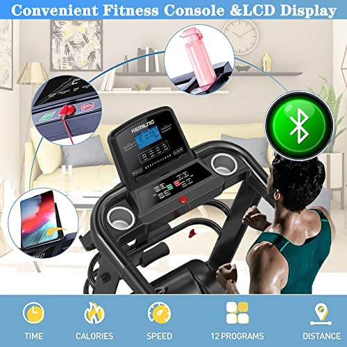 Cinta de Correr Plegable electrica para casa 2.5HP 56cm Inteligente Fitness Cinta de Andar con Inclinacion,12 Modos Ejercicio,Rodamiento De 150 Kg,Treadmill for Home con Bluetooth y Parlantes Dobles