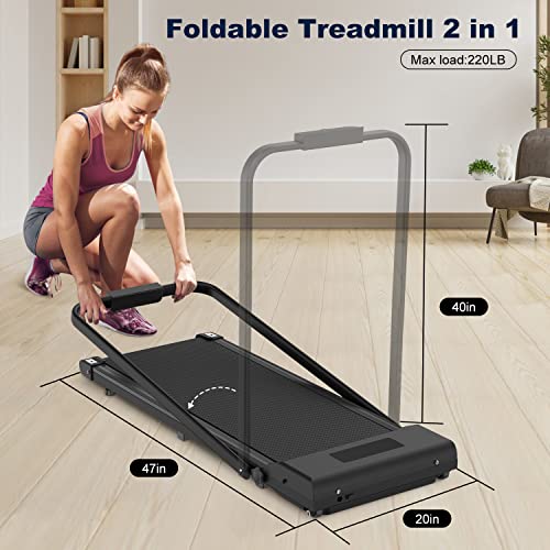 Cinta de Correr Plegable,10 km/h Peso máximo 120 Kg,Superficie de Carrera 42x110cm Pantalla LCD +Control Remoto,máquina para Caminar y Correr para Ejercicio físico en el hogar (Negro)