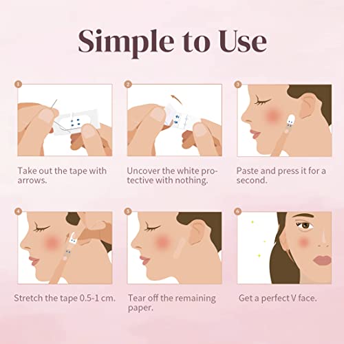 Cinta de Estiramiento Facial Invisible,DOKONIMO Face Lifting Tape, Cinta Levantadora de Cara Invisible para Maquillaje Efecto Lifting,40 Pcs Tiras para Estirar la Piel de la Cara para Doble Mentón