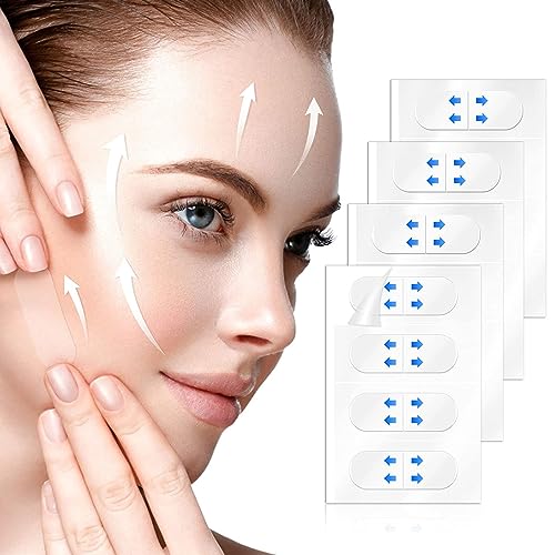 Cinta de Estiramiento Facial Invisible,DOKONIMO Face Lifting Tape, Cinta Levantadora de Cara Invisible para Maquillaje Efecto Lifting,40 Pcs Tiras para Estirar la Piel de la Cara para Doble Mentón