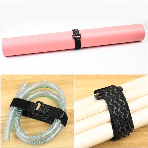 Cintas Elásticas, 4 Unidades de Correas Elásticas con Cierres de Velcro, Banda Velcro Elástica con Hebilla, Antideslizante para Organizando Extensión de Cables y Tubos de Bicicleta, 2 Tamaños