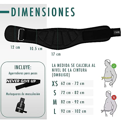 Cinturon Lumbar Gimnasio Que Incluye Straps Y Muñequeras Gym - Cinturon gym, Levantamiento De Pesas, Accesorios Para Gym, Cinturon Powerlifting, Crossfit, Fitness Para Hombre Y Mujer (M)