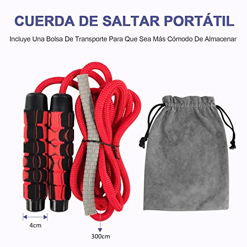 CIRYCASE Cuerda Saltar, Comba Duradera & Ajuste Libre 3m con Cómodo Mango de Espuma Viscoelástica, Comba de Saltar Antideslizante con Rodamiento Bolas 360° para Adultos/Niños, Sin Torsión