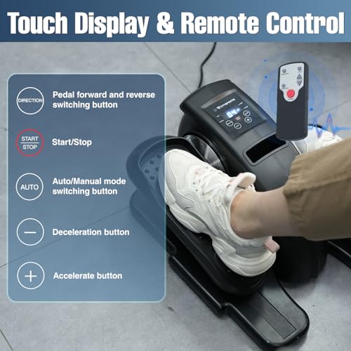 CITYSPORTS Ejercitador de Pedal eléctrico silencioso para Debajo del Escritorio, 12 velocidades Ajustables, Masaje de Punto Flotante, Monitor LCD y Control Remoto, se Adapta a Todos (Negro)