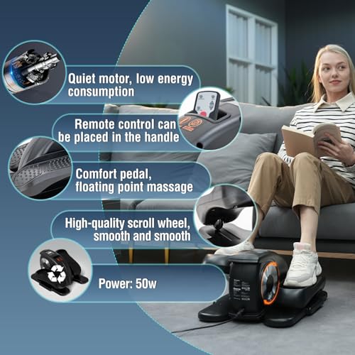 CITYSPORTS Ejercitador de Pedal eléctrico silencioso para Debajo del Escritorio, 12 velocidades Ajustables, Masaje de Punto Flotante, Monitor LCD y Control Remoto, se Adapta a Todos (Negro)