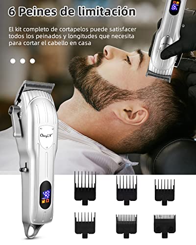 CkeyiN Cortapelos Profesional para Hombres,Recargable USB Maquina Cortar Pelo,Cortapelos Inalámbrico Batería 1200mAh Cortador Barba de Pelo Peluqueros Kit,Recortador Pelo Barba Kit Familia Peluqueros