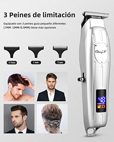 CkeyiN Cortapelos Profesional para Hombres,Recargable USB Maquina Cortar Pelo,Cortapelos Inalámbrico Batería 1200mAh Cortador Barba de Pelo Peluqueros Kit,Recortador Pelo Barba Kit Familia Peluqueros